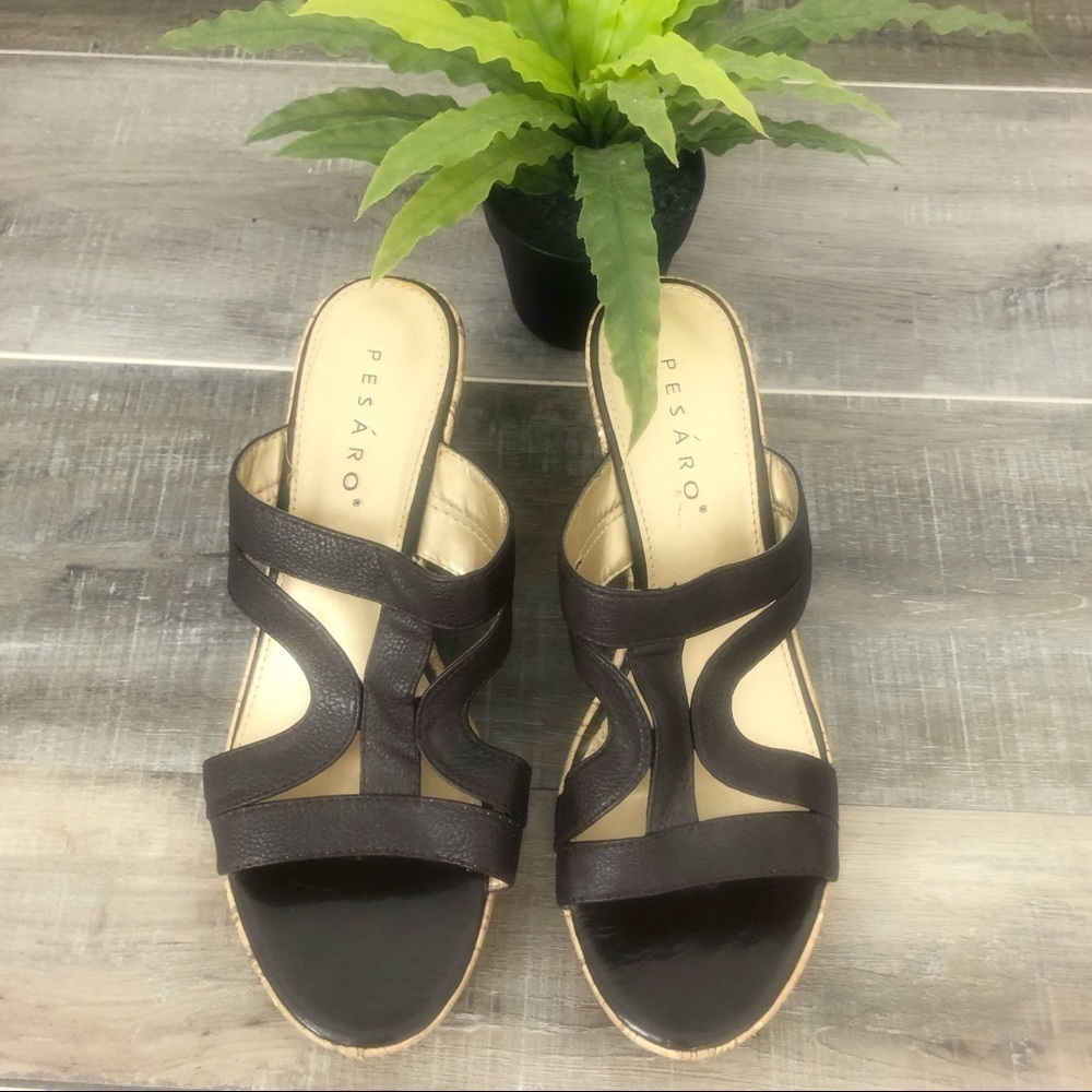 Pesaro Gisella Brown Cork Platform Sandal Size 10 - Picture 4 of 13